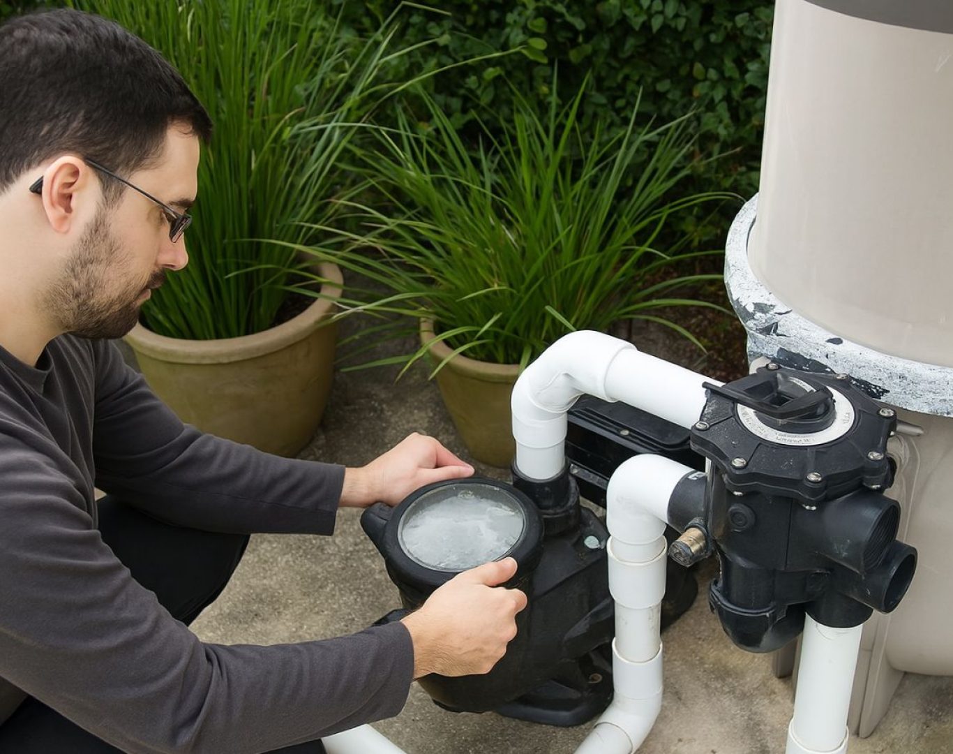 A Pool Service and Repair specialist conducting pool repair in Anaheim, CA, highlighting the benefits of timely, professional repairs for lasting performance.